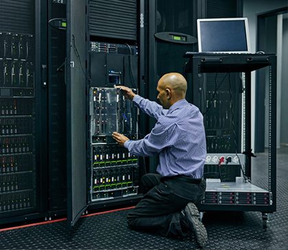Network Installation Services In Cincinnati - IT network engineer working on a server